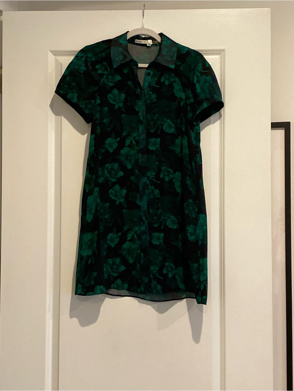 Alice + Olivia Dark Green Floral Shirt Dress